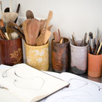 Magdalene Odundo in her studio in Farnham 2016